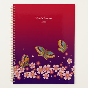 Japanese Butterflies Sakura Blossoms Personalized Planner