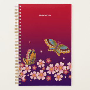 Japanese Butterflies Sakura Blossoms Personalized Planner