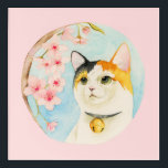 Japanese Calico Cat Watercolor Painting Acrylic Print<br><div class="desc">This is a watercolor illustration of a calico cat looking up at and enjoying the cherry blossom. “Hanami” is a Japanese tradition where people celebrate and party under the cherry blossom trees when they are in full bloom. Great design for cat lovers.</div>