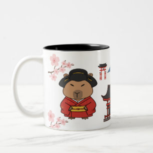 Japanese Capybara Mug   Cute Aesthetic Coffee Cup