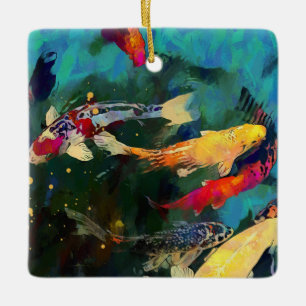 Japanese carp Ceramic Ornament