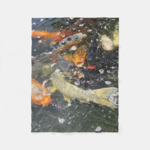 Japanese Carp Koi Fish Swimming Fleece Blanket