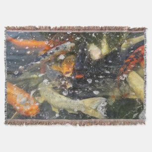 Japanese Carp Koi Fish Swimming Throw Blanket