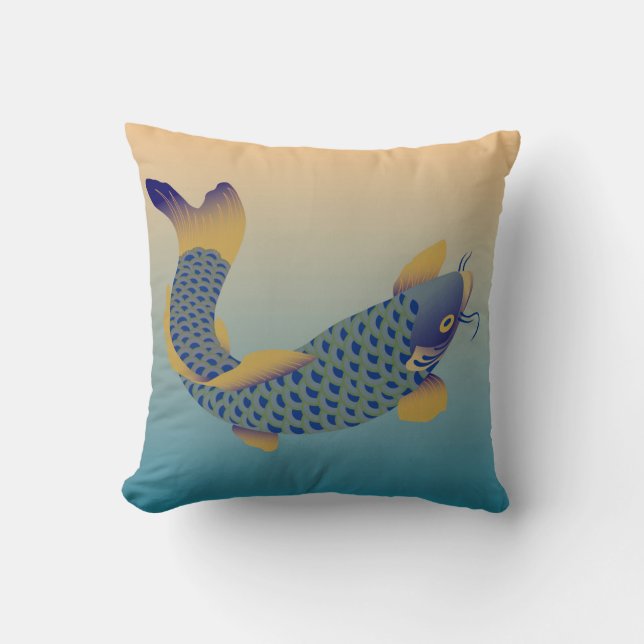 Japanese Carp Pattern Throw Pillow (Front)