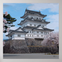 Japanese Castle, Odawara, sakura illustration