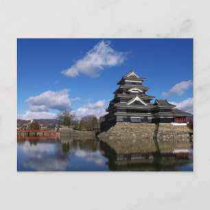 Japanese Castle surrounded by blue castle moat Postcard