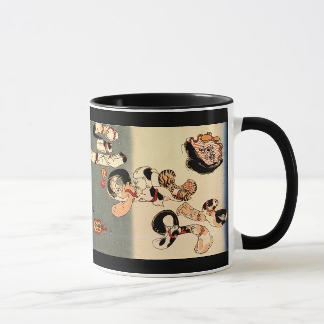 Japanese Cat Art Coffee Mug (Right)