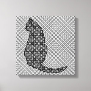 Japanese Cat - Black and White Kimono Print