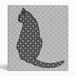 Japanese Cat - Black and White Kimono Print Binder