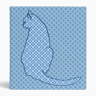 Japanese Cat - Blue Kimono Print Binder