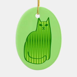 Japanese Cat - Blue Kimono Print Ceramic Ornament