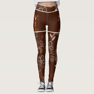 Japanese Cat & Chrysanthemum Patterns Leggings