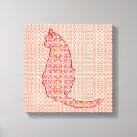 Japanese Cat - Coral Orange Batik