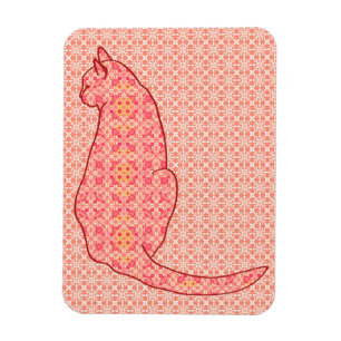 Japanese Cat - Coral Orange Batik Magnet