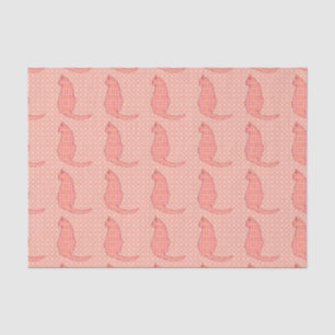 Japanese Cat - Coral Orange Batik Tissue Paper