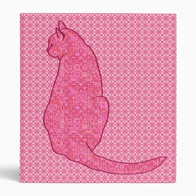 Japanese Cat - Fuchsia Pink Batik Binder (Front)