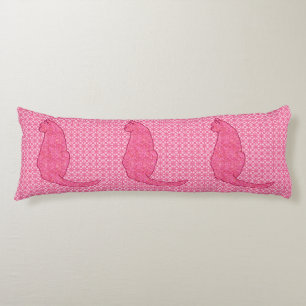 Japanese Cat - Fuchsia Pink Batik Body Pillow