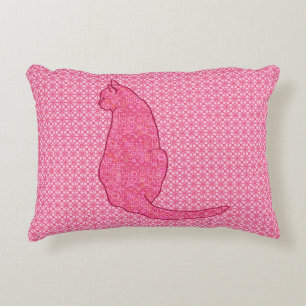 Japanese Cat - Fuchsia Pink Batik Decorative Pillow