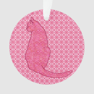 Japanese Cat - Fuchsia Pink Batik Ornament