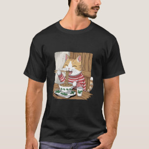 Japanese Cat Manga Animal Lover Ramen Noodle Anime T-Shirt