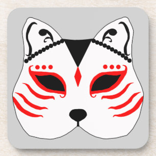 Japanese cat mask coaster