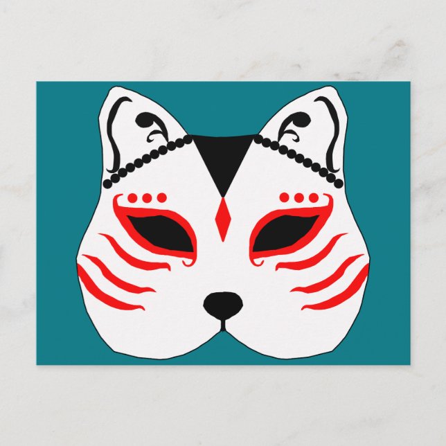 Japanese cat mask postcard (Front)