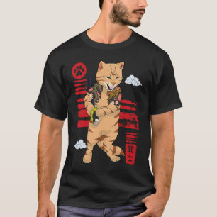 Japanese Cat Samurai Kaiju Warrior Ronin Bushido K T-Shirt