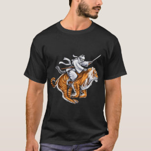 Japanese Cat Samurai Ninja Riding Tiger T-Shirt