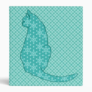 Japanese Cat - Turquoise Kimono Print Binder
