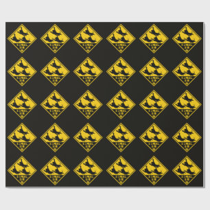 Japanese Cat Warning Sign – “Cats May Jump Out" Wrapping Paper