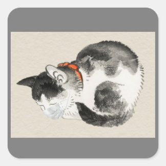 JAPANESE CAT WITH MASK STICKERS LABELS