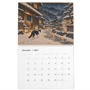 Japanese Cats 2027 Calendar Ukiyo-e Style