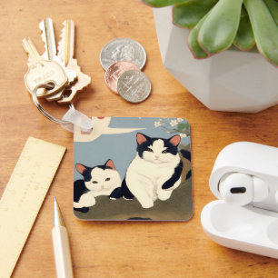 Japanese Cats Blossom Tree Keychain