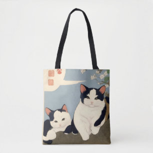 Japanese Cats Blossom Tree Tote Bag