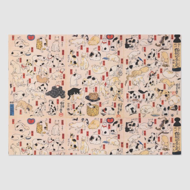 Japanese Cats by Utagawa Kuniyoshi  Tissue Paper (Front)