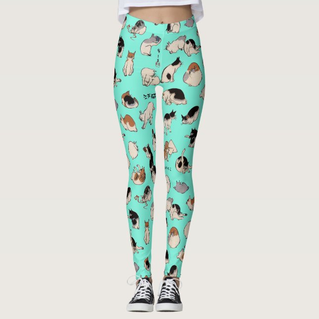 Japanese Cats (Colour Chengeable ) Leggings (Front)