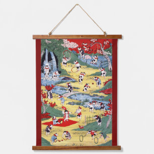 Japanese Cats Country, Utagawa Kunitoshi Hanging Tapestry
