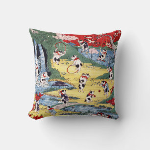 Japanese Cats Country, Utagawa Kunitoshi Throw Pillow