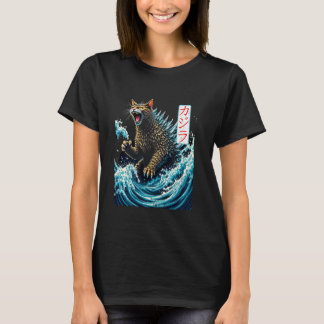 Japanese Cats Kawaii Japan Cat Monster & Kanagawa T-Shirt
