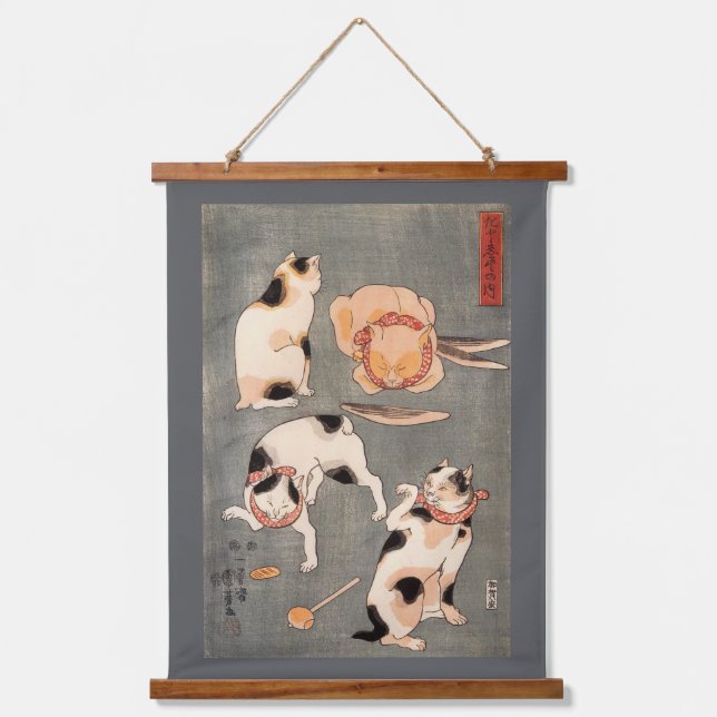 Japanese Cats, Kuniyoshi, Ukiyo-e Hanging Tapestry (Front)