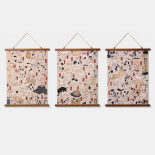 Japanese Cats of The Edo era, Kuniyoshi, Ukiyo-e Hanging Tapestry