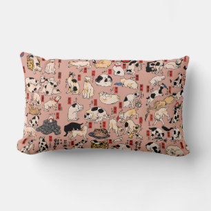 Japanese Cats Ukiyo-e Art Funny Lumbar Pillow