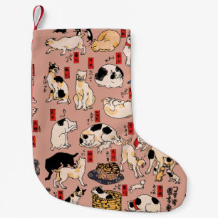 Japanese Cats Ukiyo-e Art Funny Small Christmas Stocking