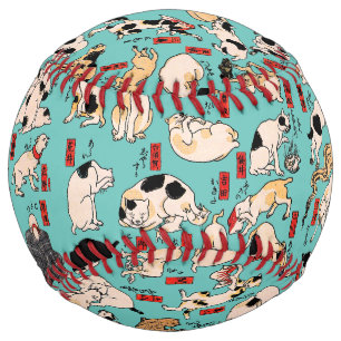 Japanese Cats Ukiyo-e Art Funny Softball