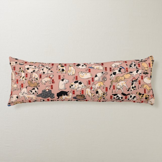 japanese cats Ukiyo-e Funny kitty Body Pillow (Front)