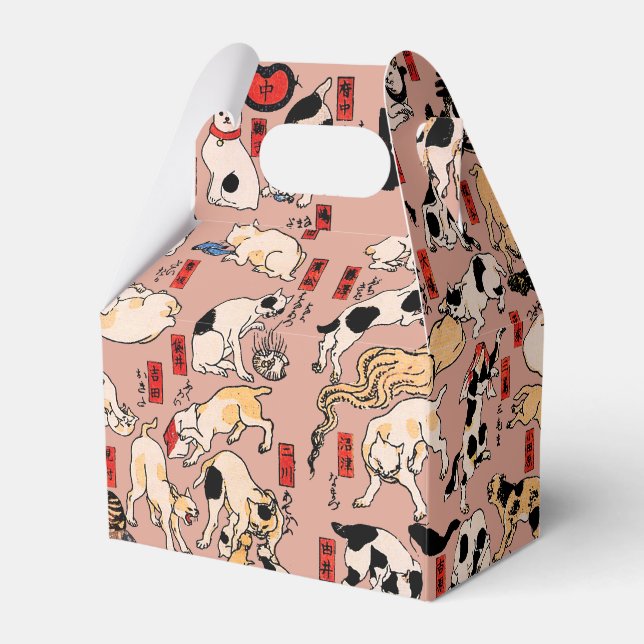 japanese cats Ukiyo-e Funny kitty Favor Box (Front Side)