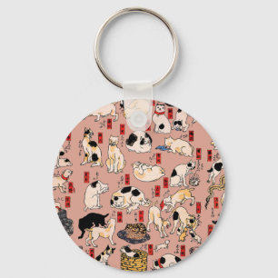 japanese cats Ukiyo-e Funny kitty Keychain