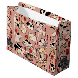 japanese cats Ukiyo-e Funny kitty Large Gift Bag