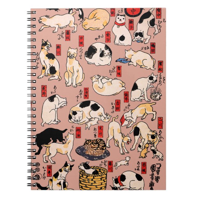 japanese cats Ukiyo-e Funny kitty Notebook (Front)