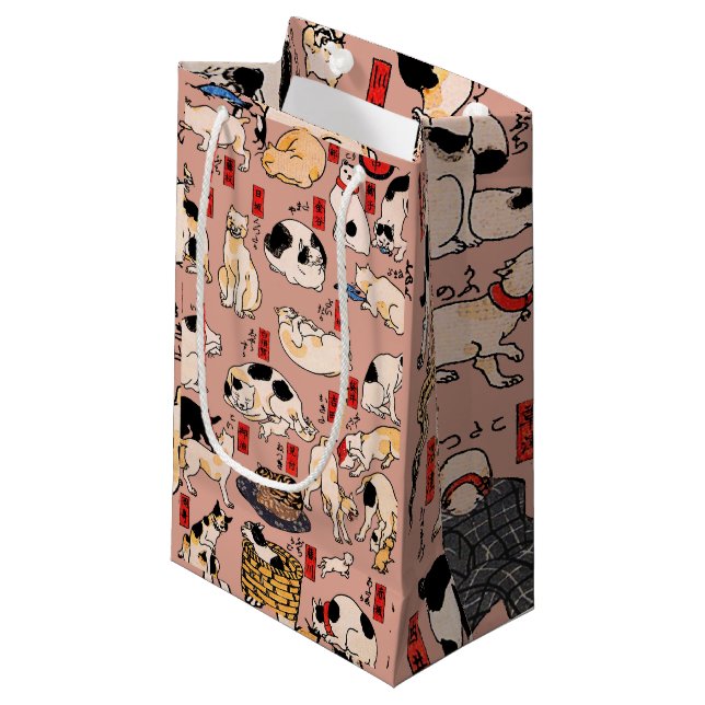japanese cats Ukiyo-e Funny kitty Small Gift Bag (Front Angled)
